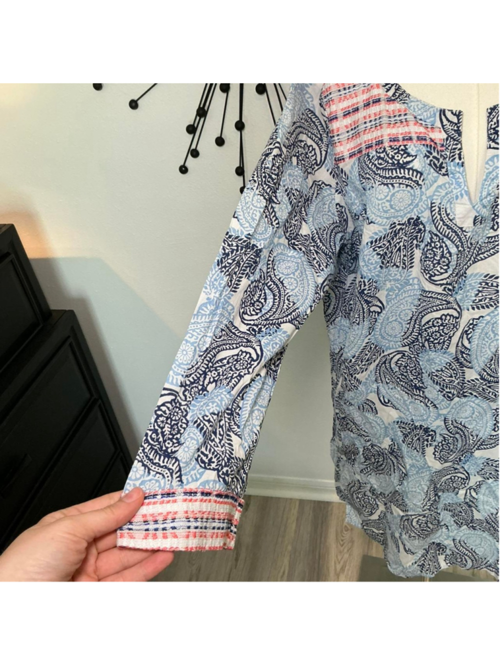 Old Navy Blue Paisley Tunic Dress Size XL Boho Beach Cover Up - Picture 4 of 5